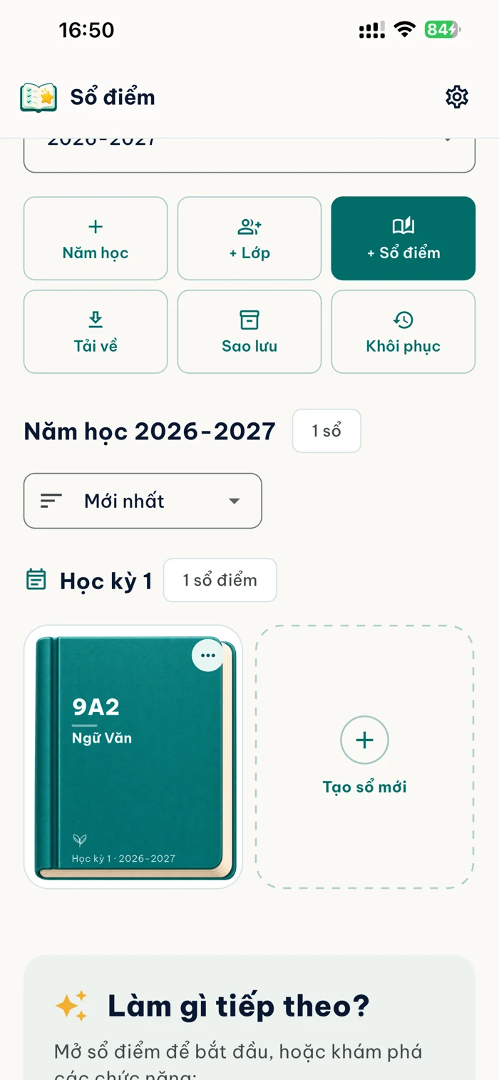 Giao diện Sổ điểm giáo viên trên iPhone